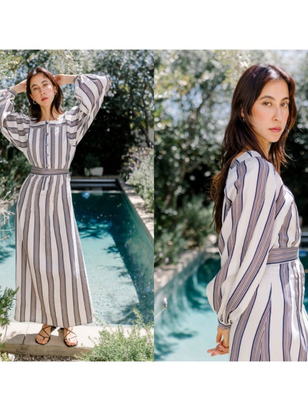 Horses Atelier "Blouson" Striped Maxi Dress in Soleil, size "3" (fits like Small - Picture 2 of 12